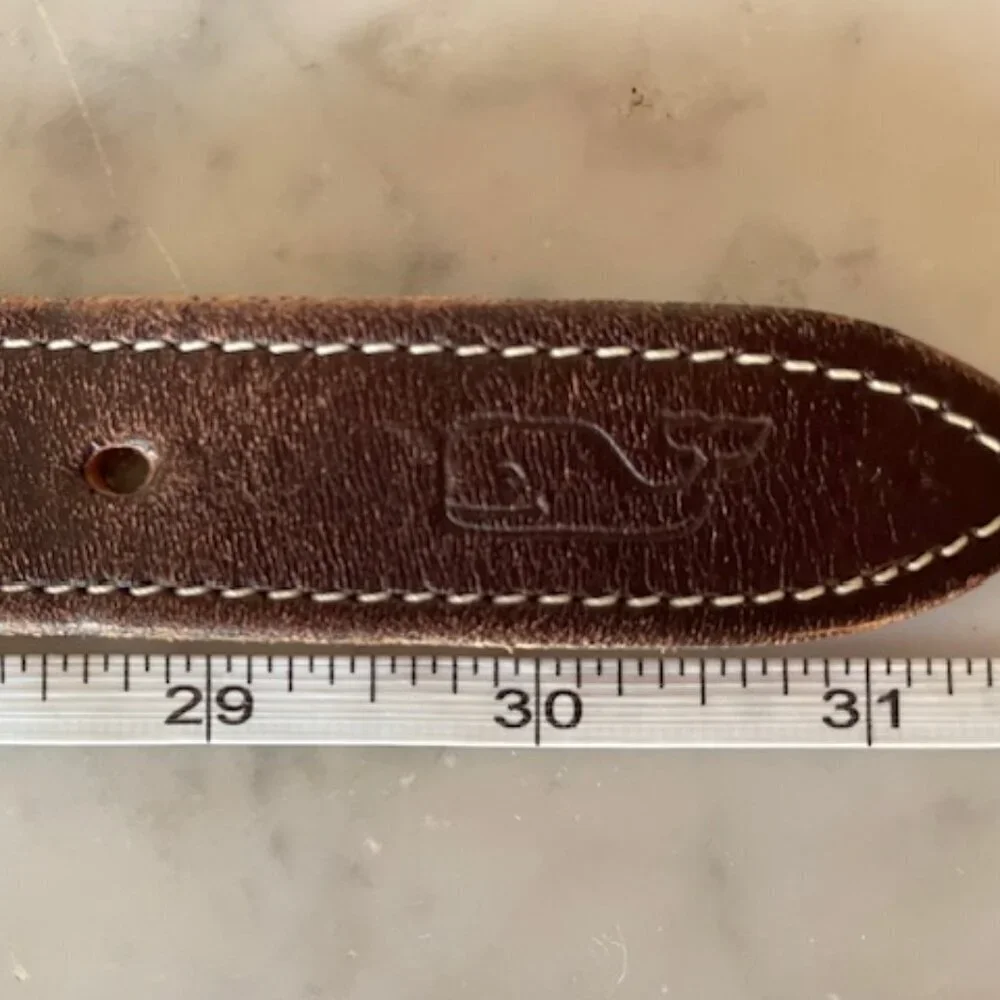 VINEYARD VINES Red Truck Christmas Tree Leather Fabric Canvas Belt 28